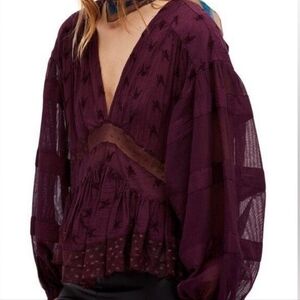 Free People Embroidered Lace Top